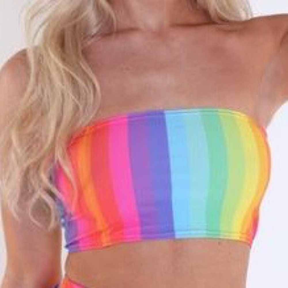 LIME BLONDE RAINBOW TUBE TOP